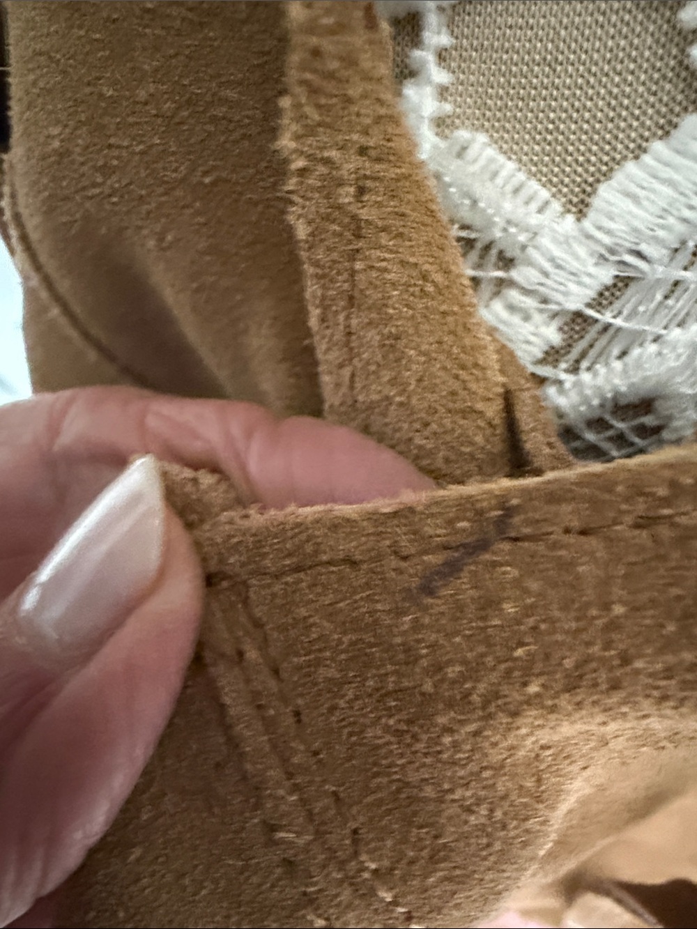 Mango All Leather Beige Suede Shoulder Shopping Bag - Picture 9 of 9